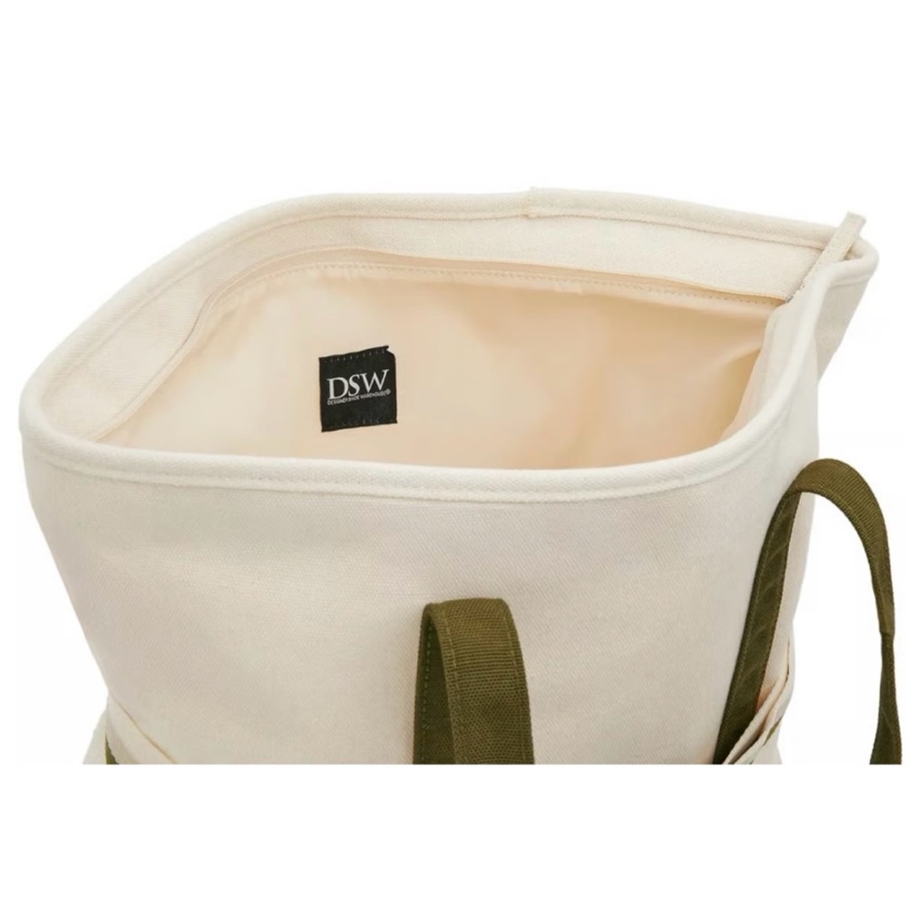 DSW • Ivory/Green Canvas Travel Tote Bag - Picture 4 of 16